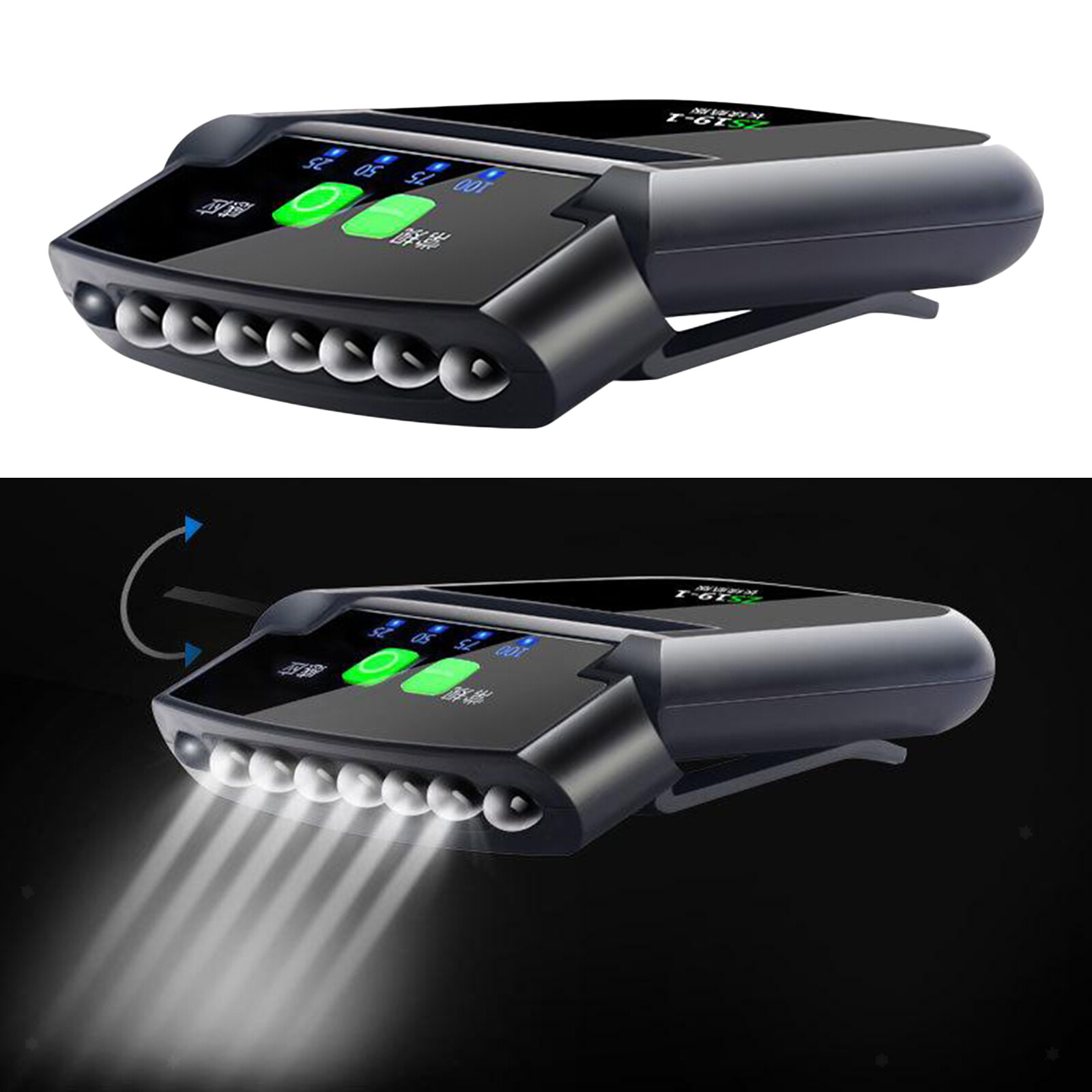 En plein air lumineux USB Rechargeable Clip sur chapeau capteur de lumière lamp