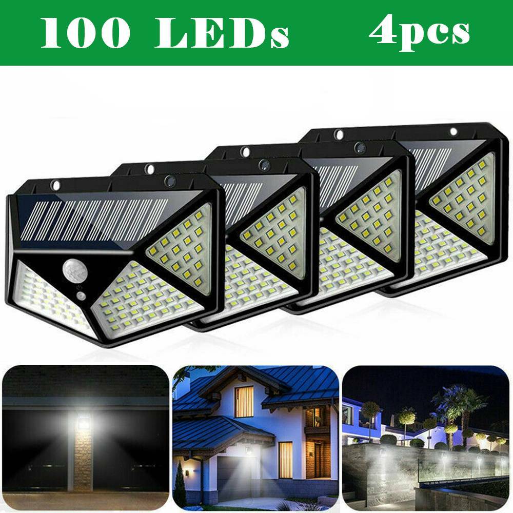 4Pcs 100LED Solaire PIR Capteur de Mouvement Mur Lumières Jardin Sécurité Lampes 4Pcs 100LED Solaire PIR Capteur de Mouvement Mur Lumières Jardin Sécurité Lampes