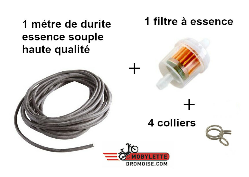Durite Essence Souple Noir + Filtre à Essence + 4 Colliers Moto Quad Scooter Mob