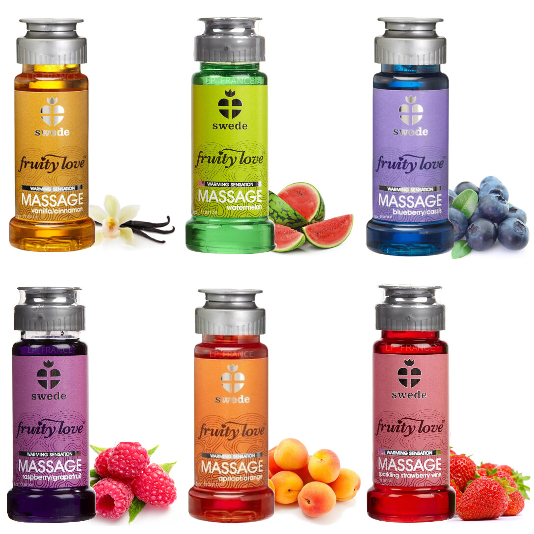 Huile de Massage Swede Fraise Framboise Vanille Cassis Abricot Huile de Massage Swede Fraise Framboise Vanille Cassis Abricot