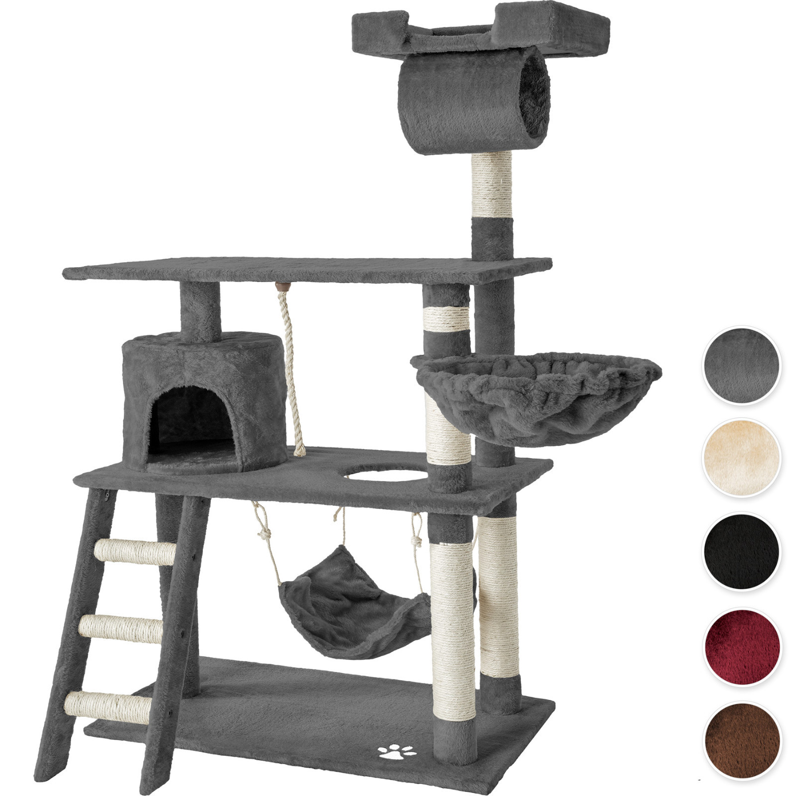 Arbre à chat griffoir grattoir animaux geant avec hamac lit 141 cm hauteur