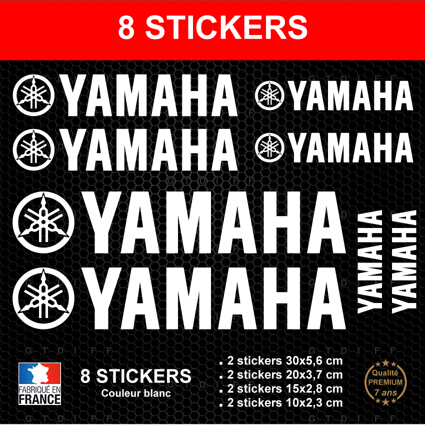 8 Stickers YAMAHA Blanc Autocollants Moto Jet Adhésifs Bécane Scooter compatible