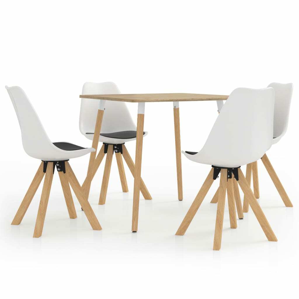 vidaXL Ensemble de Salle à Manger 5 pcs Noir et Blanc Table et Chaises Cuisine vidaXL Ensemble de Salle à Manger 5 pcs Noir et Blanc Table et Chaises Cuisine