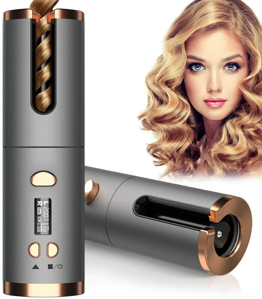 Fer à Friser Automatique, Fers à boucler Sans Fil Portables Avec écran Lcd, Conc Fer à Friser Automatique, Fers à boucler Sans Fil Portables Avec écran Lcd, Conc