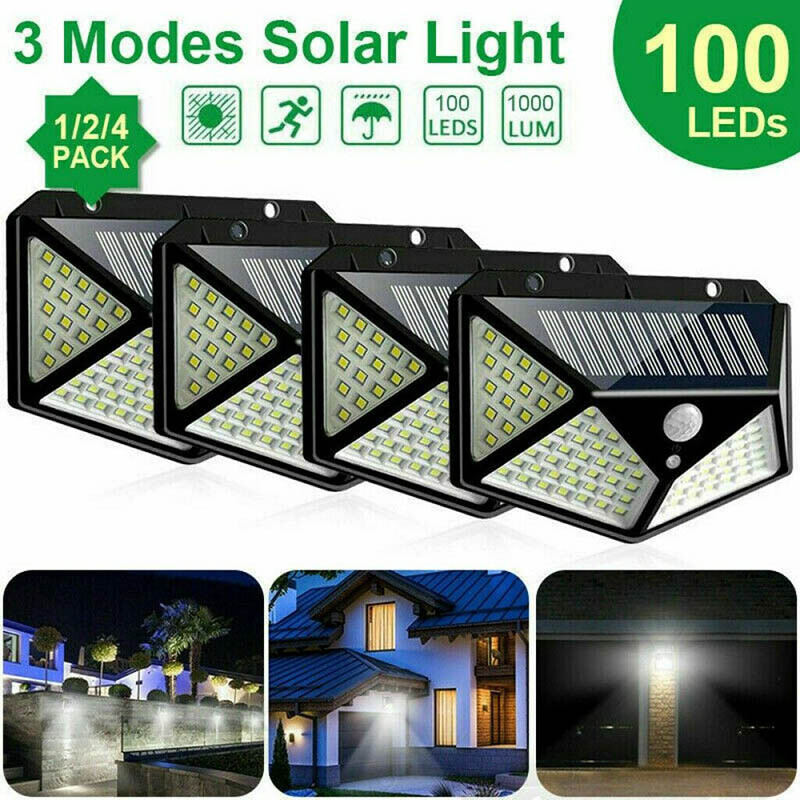 100 LED Solaire Capteur de Mouvement PIR Étanche Applique Murale Lampe de Jardin 100 LED Solaire Capteur de Mouvement PIR Étanche Applique Murale Lampe de Jardin