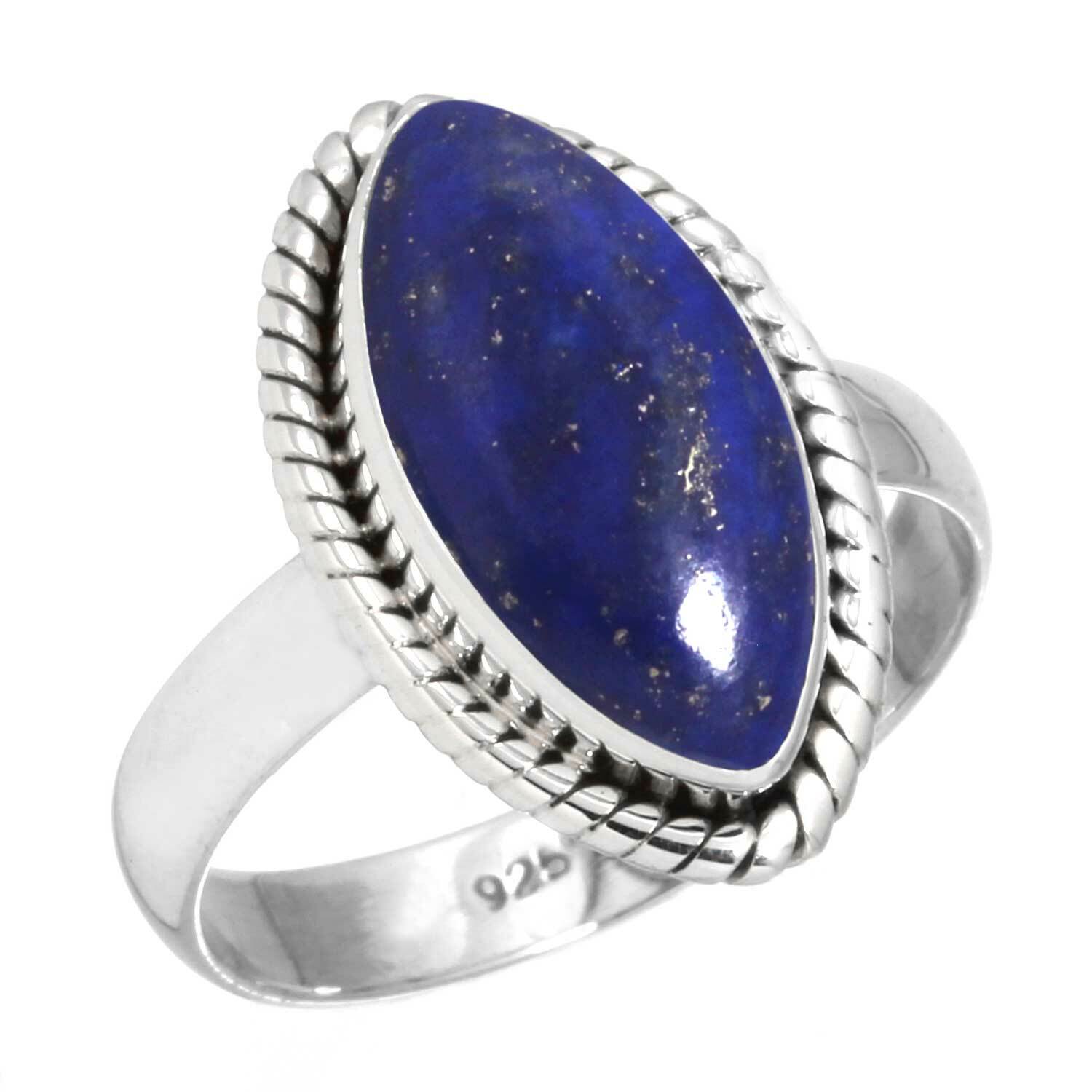 Naturel Lapis Gemstone Ring Solide 925 Argent Sterling Fait Main Bijoux de676
