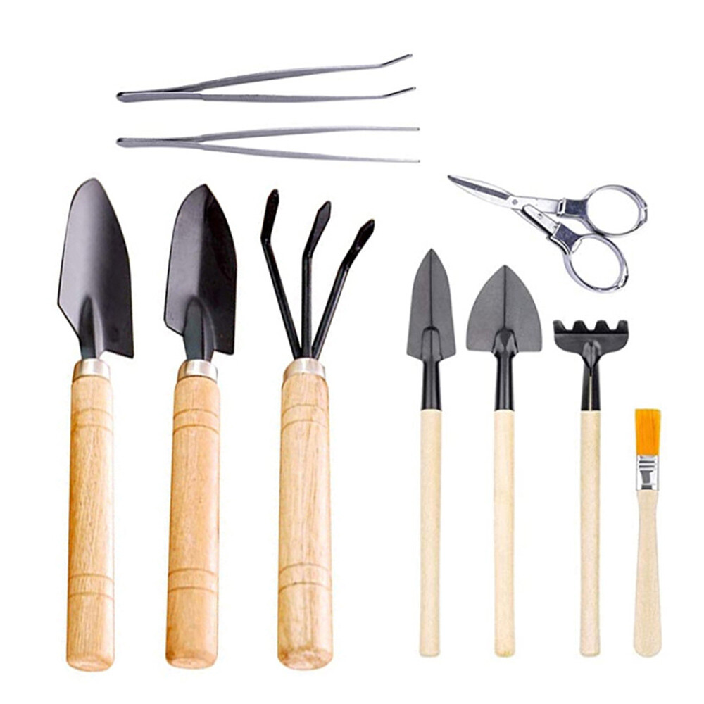 10pcs Mini Plant Jardin Outils de jardinage avec poignée Outil Râteau à pelle
