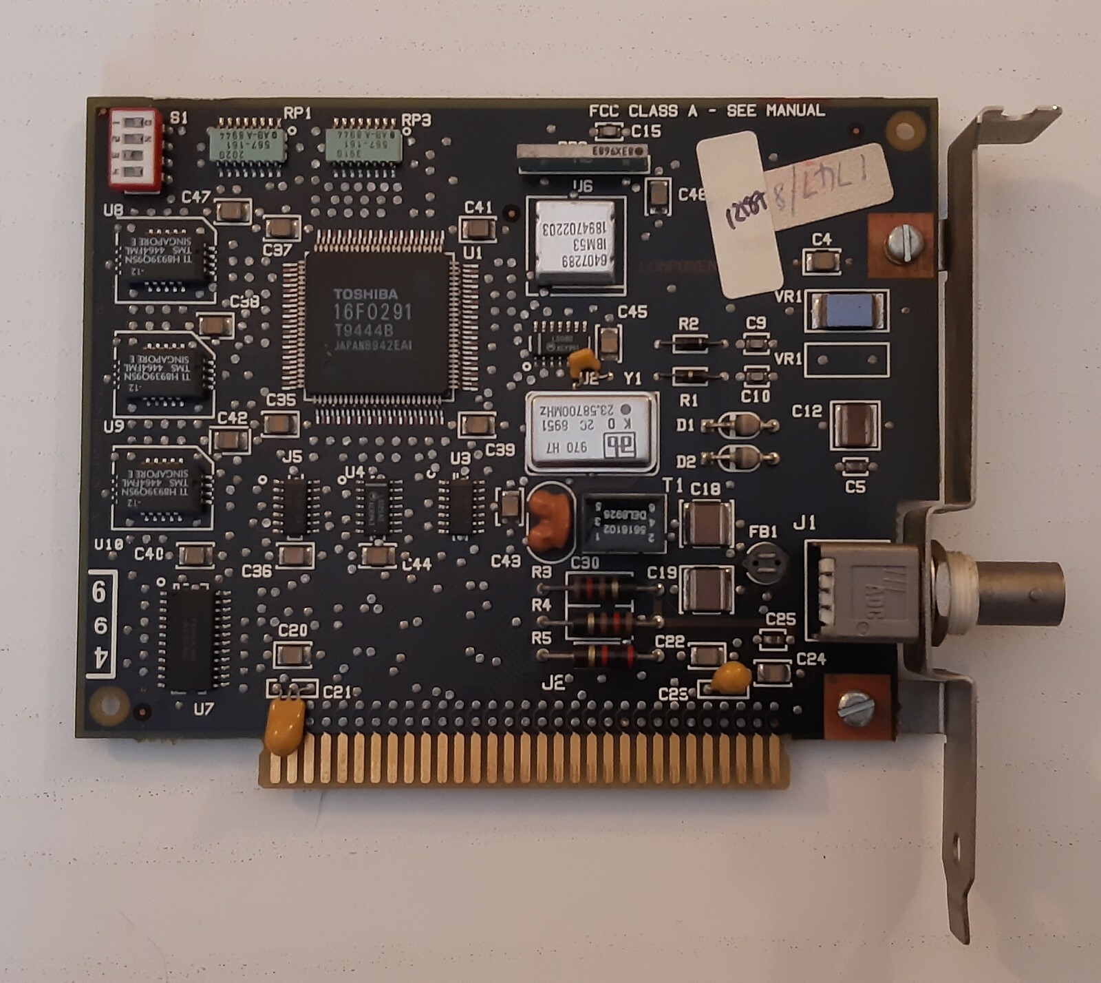 8-bit ISA BNC IBM 39X8980 carte réseau XT AT 8086 8088 286 dos (Toshiba 16F0291) 8-bit ISA BNC IBM 39X8980 carte réseau XT AT 8086 8088 286 dos (Toshiba 16F0291)