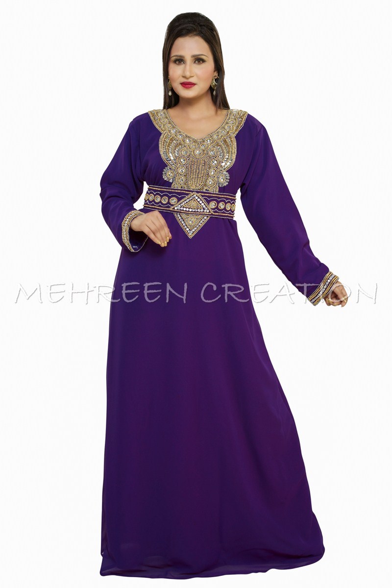 Élégant Dubaï Femme Farasha Maxi Georgette pour Femmes Vêtements EDH 1044