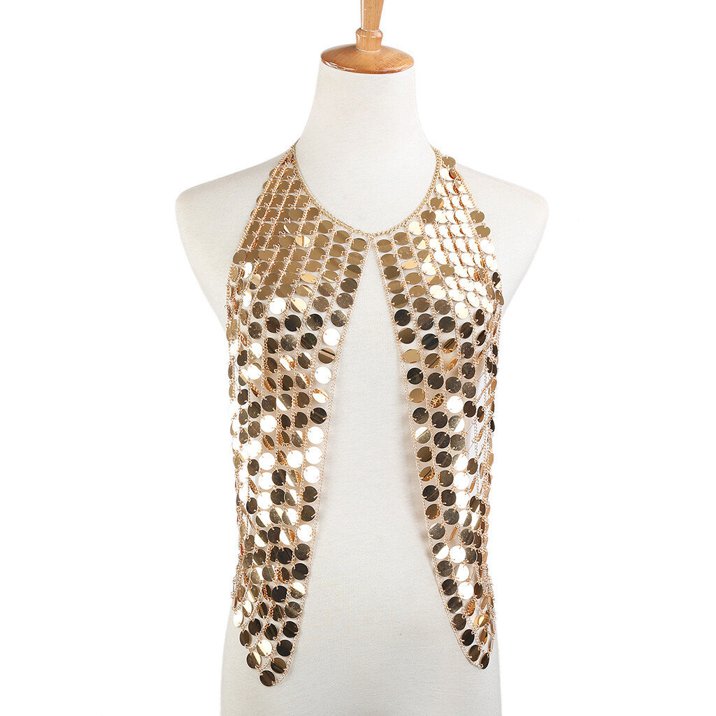 Bijoux de corps dos nu de bikini bohème de brin de gland de pièce en aluminium Bijoux de corps dos nu de bikini bohème de brin de gland de pièce en aluminium