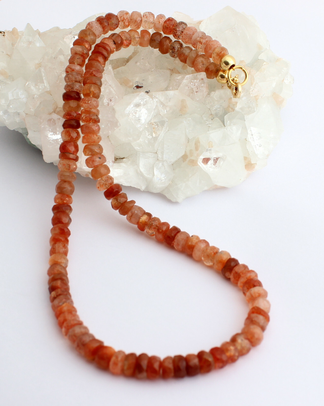 Nature Pierre de Soleil Collier Précieuses Chaîne Bijoux Femmes ca.47 CM