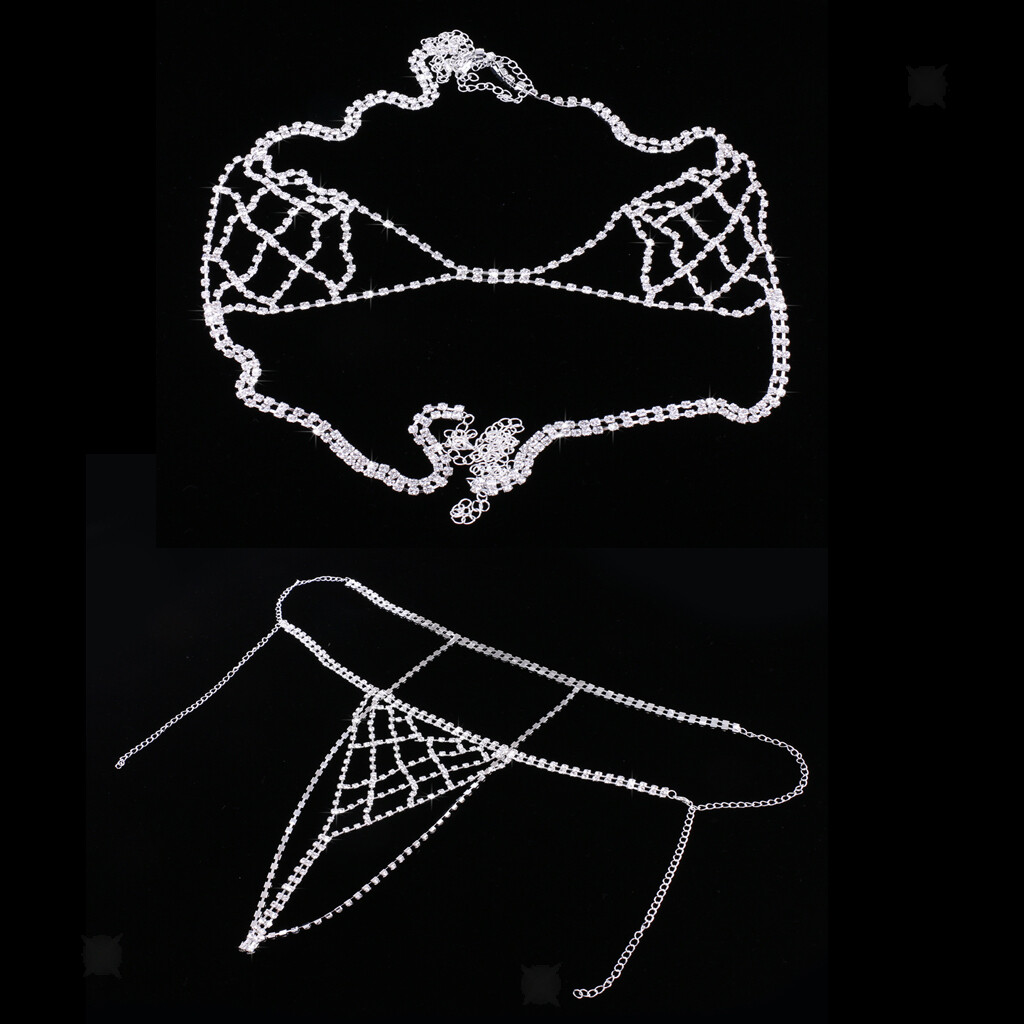 Bijoux De Chaîne De Corps En Argent Soutien-gorge Bikini Top Harness