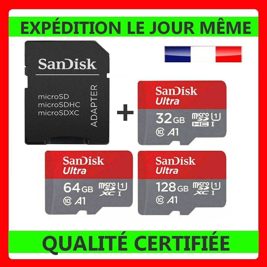 Carte Mémoire Micro SD Original SanDisk SDHC 32 64 128 Go Gb ✓ Carte Mémoire Micro SD Original SanDisk SDHC 32 64 128 Go Gb ✓