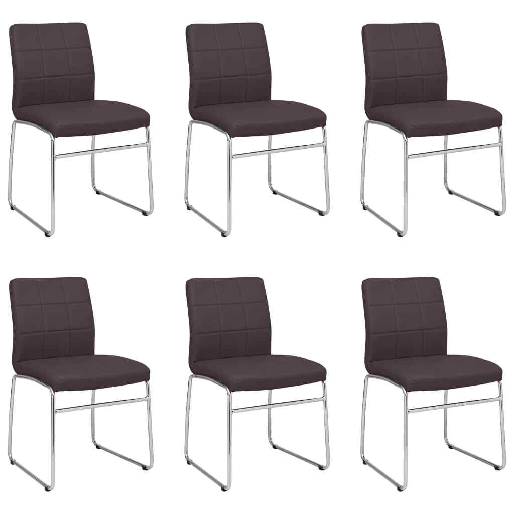 vidaXL 6x Chaises de Salle à Manger Marron Similicuir Dîner Repas Cuisine vidaXL 6x Chaises de Salle à Manger Marron Similicuir Dîner Repas Cuisine
