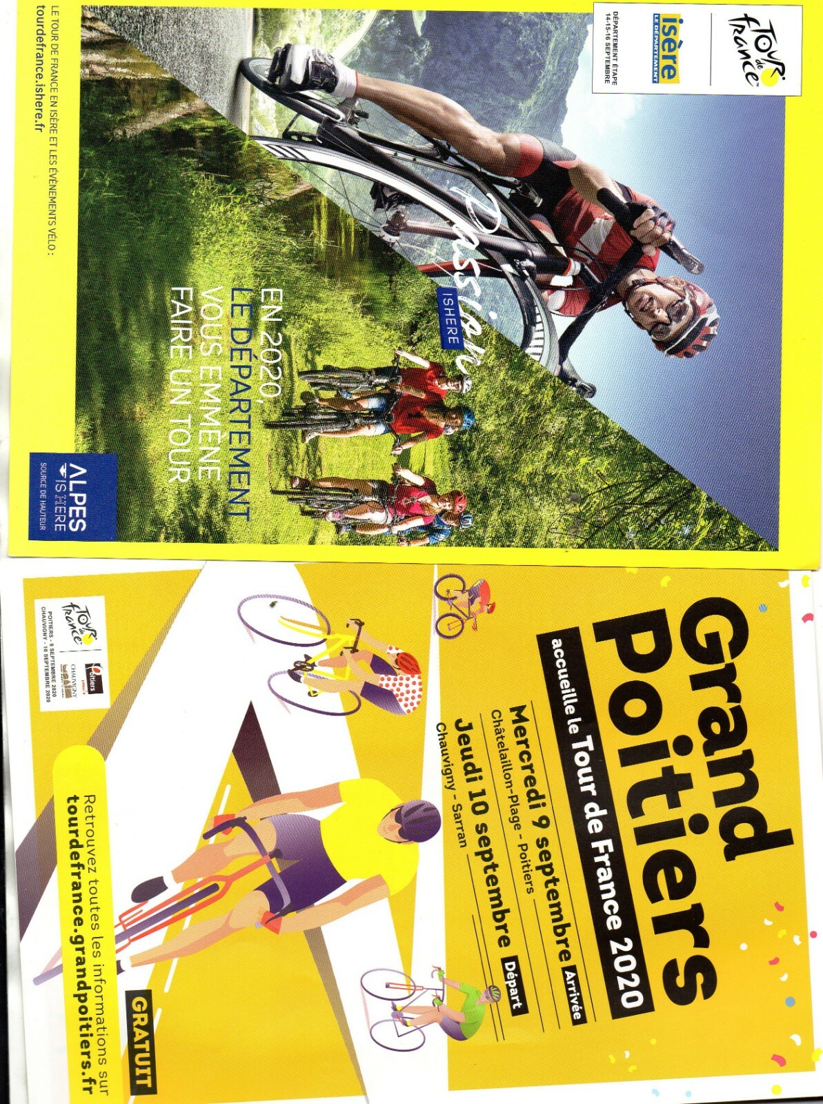 Cyclisme Tour de France 2020 2 dépliants , le grand Poitiers ,l’lsère Cyclisme Tour de France 2020 2 dépliants , le grand Poitiers ,l’lsère
