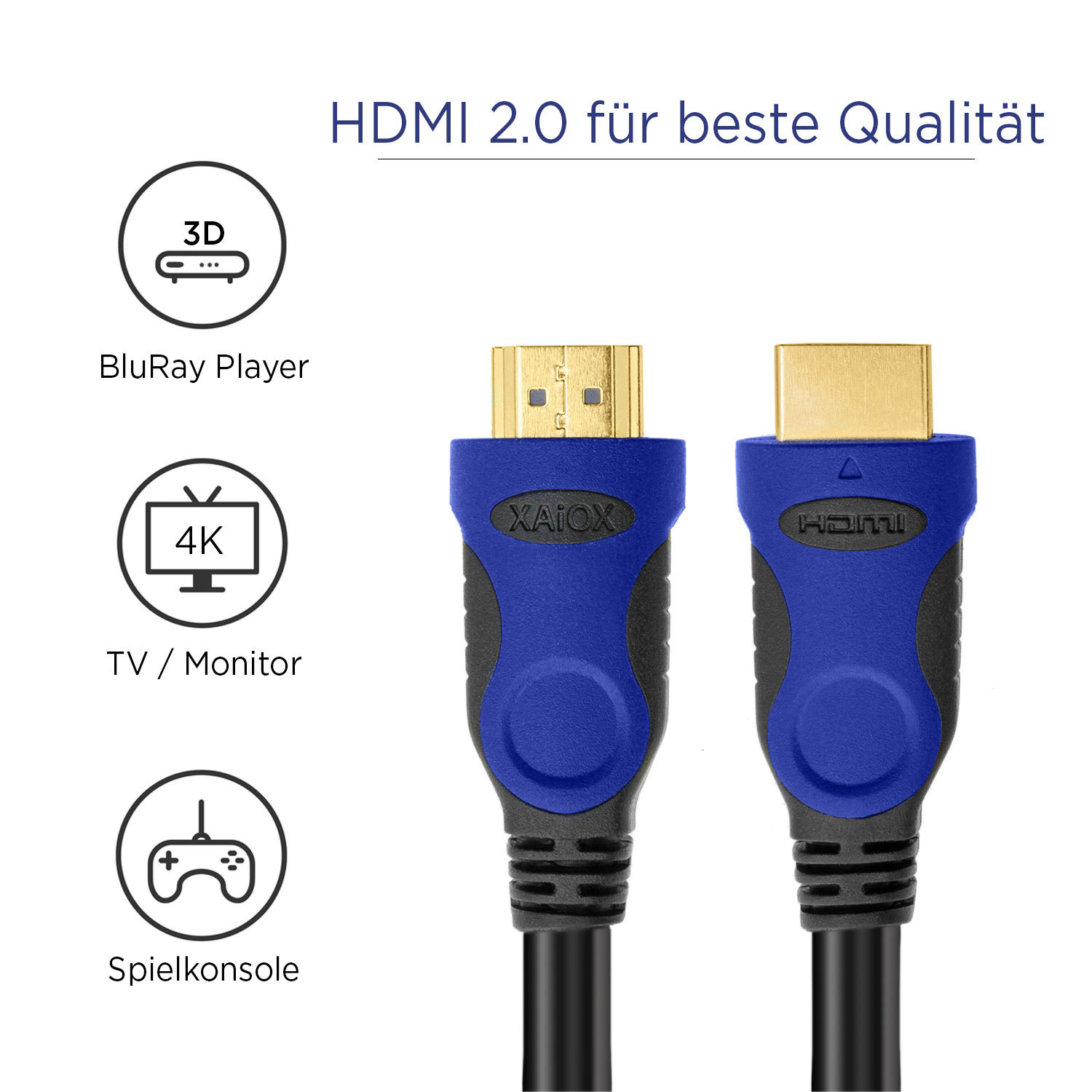 4K HDMI Kabel 2m 2.0 Ethernet 4K High Speed Ultra HD TV 3D HDTV ARC 2160p 4K HDMI Kabel 2m 2.0 Ethernet 4K High Speed Ultra HD TV 3D HDTV ARC 2160p