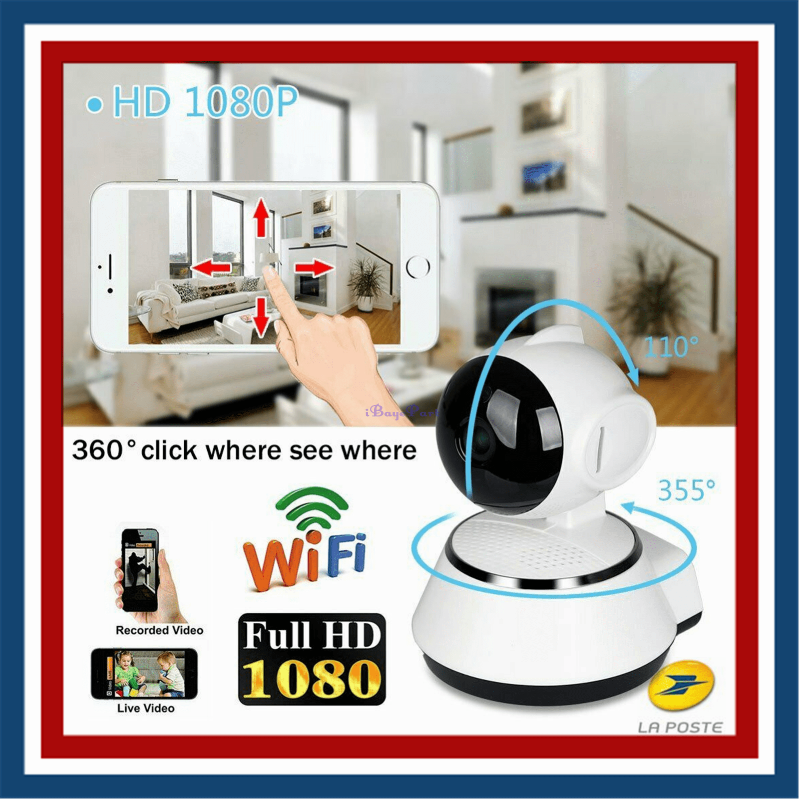 1080P HD Caméra CCTV Sans fil Wifi Maison Vidéo IP surveillance de sécurité 1080P HD Caméra CCTV Sans fil Wifi Maison Vidéo IP surveillance de sécurité