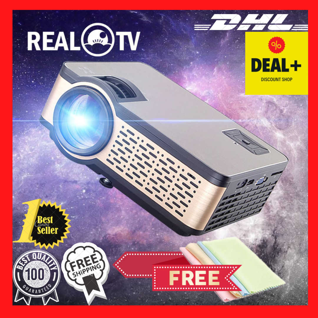 REAL TV W5 HD Mini projecteur 4000 Lumens Android WIFI Bluetooth 1080p HDMI VGA