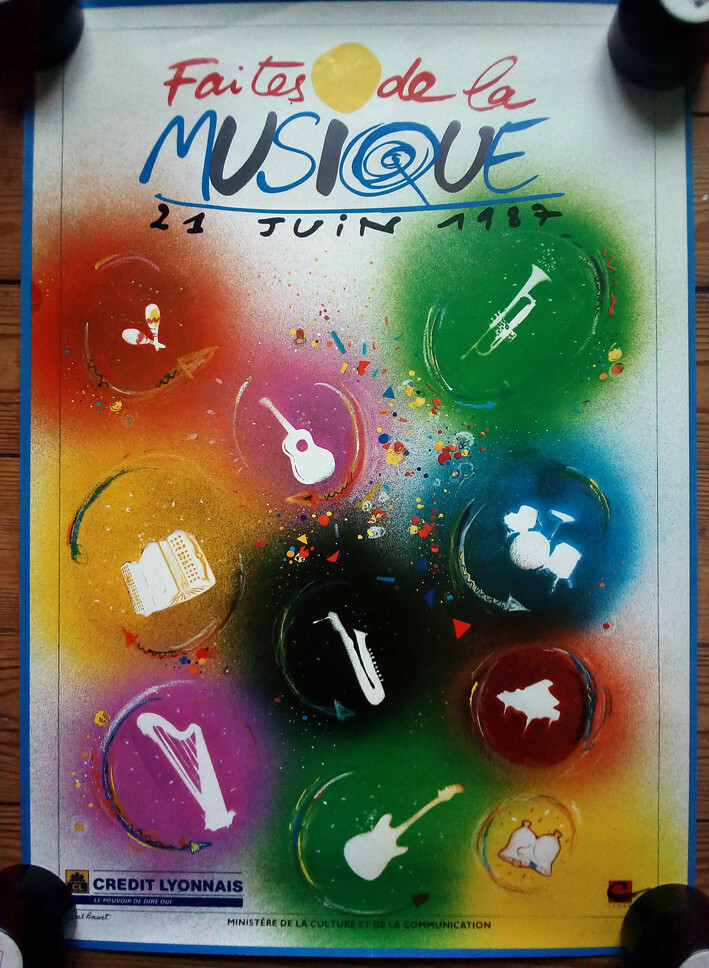 Lot de 2 affiches culturelles des années 1980, graphisme, fête de la musique Lot de 2 affiches culturelles des années 1980, graphisme, fête de la musique