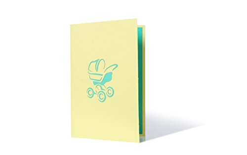 Carte Naissance Pop up 3D Berceau Bleu avec Bébé, pour Annoncer ou Naissance ou un Baptême de Garçon. être Faire Part…