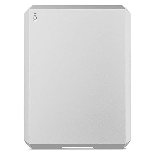 LaCie Mobile Drive, 4TB , External Hard Drive, Moon Silver, USB-C, 2 year Rescue Services (STHG4000400)