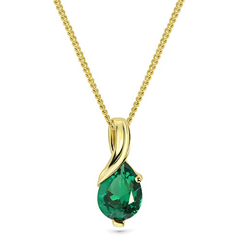 Miore Collier pour Femmes Collier avec Pendentif Pierre Précieuse forme poire Chaîne en Or Blanc/Jaune 9 Carat /375 Or…
