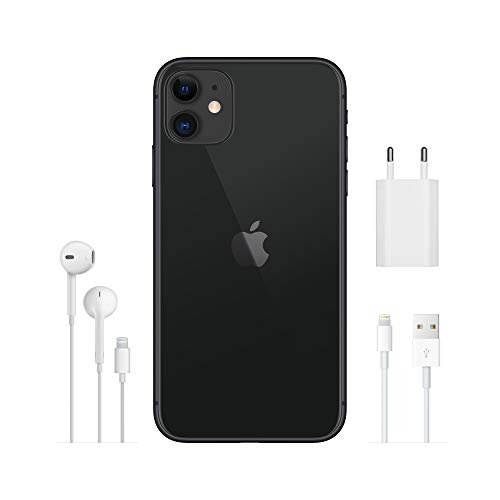 Apple iPhone 11 (64 Go) – Noir (Comprend EarPods, Câble Lightning vers USB, Adaptateur Secteur USB)(Comprend EarPods, Câble Lightning vers USB, Adaptateur Secteur USB)