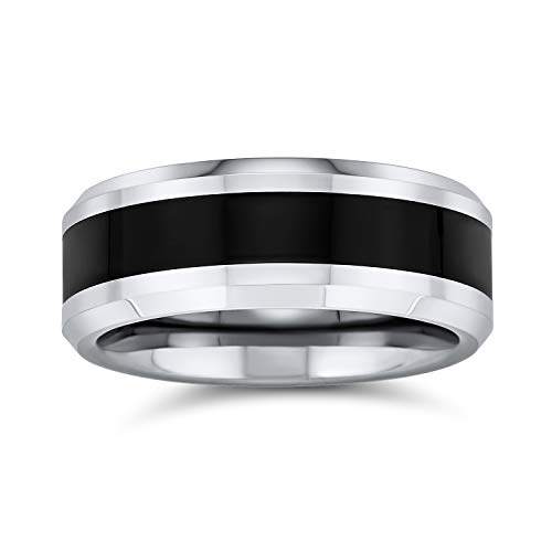 Bling Jewelry Centre Noir Deux Tons Simples des Couples De Mariage Bague De Tungstène pour Femme Homme, À Bords Couleur…