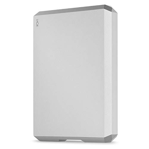 LaCie Mobile Drive, 4TB , External Hard Drive, Moon Silver, USB-C, 2 year Rescue Services (STHG4000400)