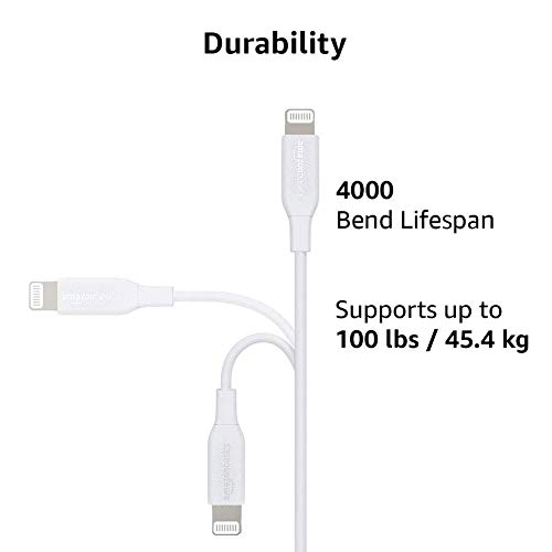 Amazon Basics Câble USB-C vers Lightning, chargeur certifié MFi pour iPhone 13/12/11/X/XS/XR/8 – blanc, 1,8 m