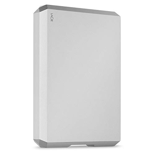 LaCie Mobile Drive, 4TB , External Hard Drive, Moon Silver, USB-C, 2 year Rescue Services (STHG4000400)