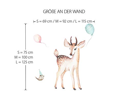 Little Deco Tatouage Mural cerf & Oiseau I S – 69 x 75 cm (LxH) I Chambre d Enfant Stickers bébé Enfants muraux Posters…
