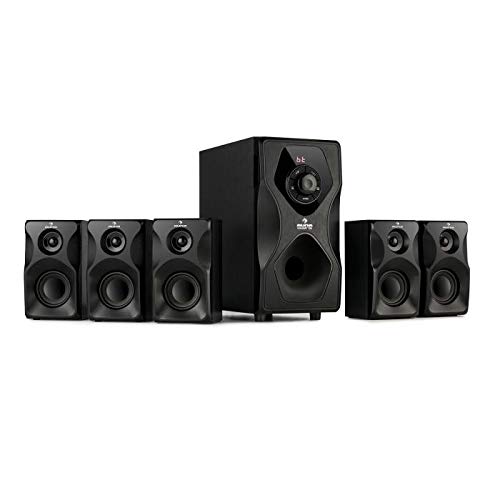 Auna Concept 720 5.1 – Système d’enceintes , Subwoofer OneSide intégré de 6,5″ , 5 x Enceintes Satellites de 3″ , 95 Watts de Puissance RMS , Port USB , Mémoire SD , Noir