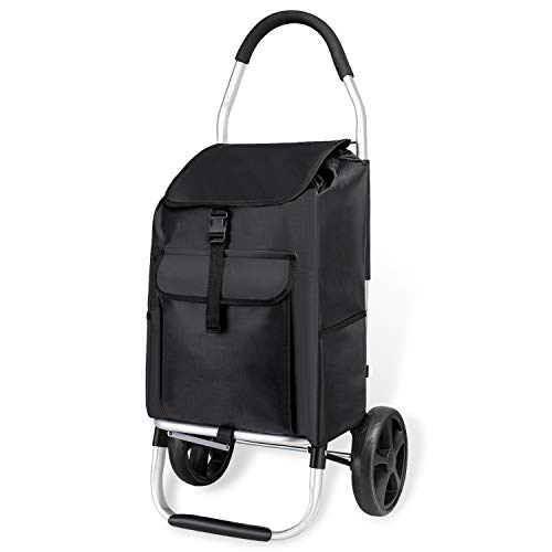 mfavour 45L Poussette de Marché, Pliable Chariot de Courses, Caddie à 2 Roues Grands Résistant à l’eau (Noir)