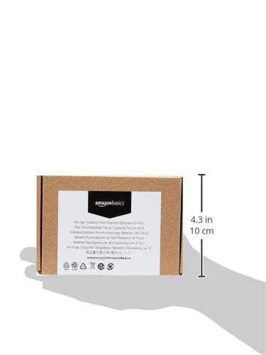 Amazon Basics Piles Rechargeables AA Haute Capacité, 2400 mAh, pré-chargées – Lot de 8