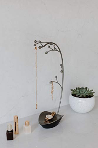 UMBRA Orchid jewelry stand. Arbre à bijoux Orchid. Métal gris anthracite. Dimension 22.9x14x38.1cm.