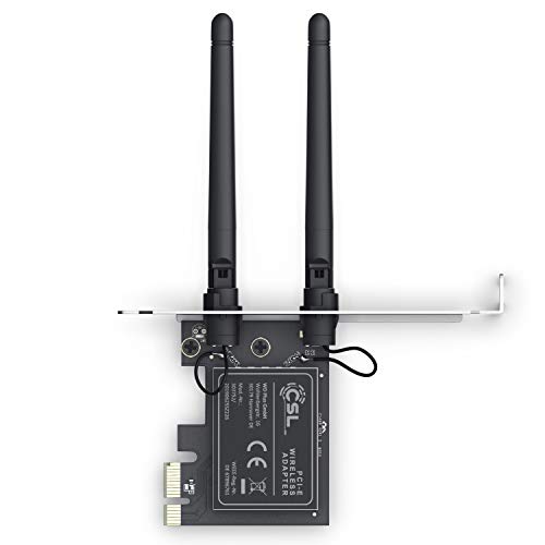 CSL – Carte réseau pci Express 2,4 Ghz – Carte réseau WiFi – Double Antennes de Hautes Performances 2T2R – IEEE 802.11a…