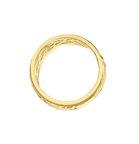 Carissima Gold 9ct Yellow Gold Diamond Cut Open Leaves Band Ring