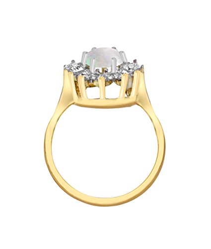 Carissima Gold 9ct Yellow Gold Diamond and Opal Ring