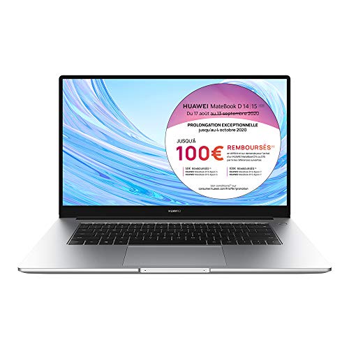 HUAWEI MateBook D 15 2020 PC Portable 15.6” 1080p FHD (AMD Ryzen 5 3500U, RAM 8Go, SSD 256Go, Windows 10 Home, Clavier…