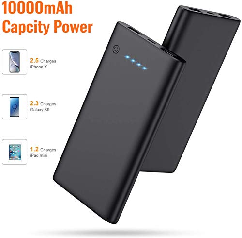 Ekrist【Lot de 2】 Batterie Externe 10000mAh, Ultra Mince, Charge Rapide, 2 Ports USB Sortie, Chargeur Portable Batterie…