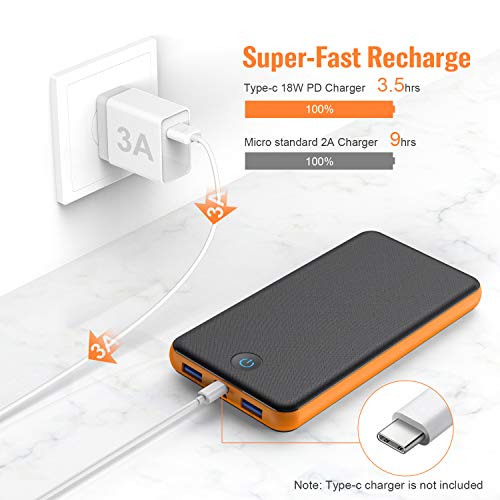 HETP 20W PD QC 3.0 Charge Rapide Batterie Externe 26800mah, Portable Chargeur Chargement Simultané 3 Appareils, 3…