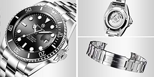 BERSIGAR Montre Automatique pour Homme, Mécanique 100M Etanche Analogique, Montre de Plongée à Mouvement, Aux Rayures…