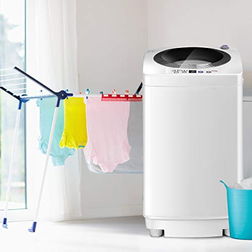 COSTWAY Mini Machine à Laver Lave Linge 240 W avec Un Bucket Automatique,43 x 43 x 75 cm,Charge Supérieure 3,5 kg Blanc