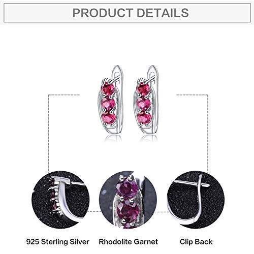 D&XQX 925 Sliver Boucles d’oreilles pour Les Femmes 1.57Ct Naturel Grenat rhodolite Boucles d’oreilles Pierres…