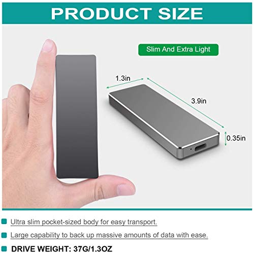 Portable External Hard Drive, Slim Aluminum USB3.0 HDD 1TB 2TB Storage for PC, Mac, Desktop, Laptop, MacBook, Chromebook…