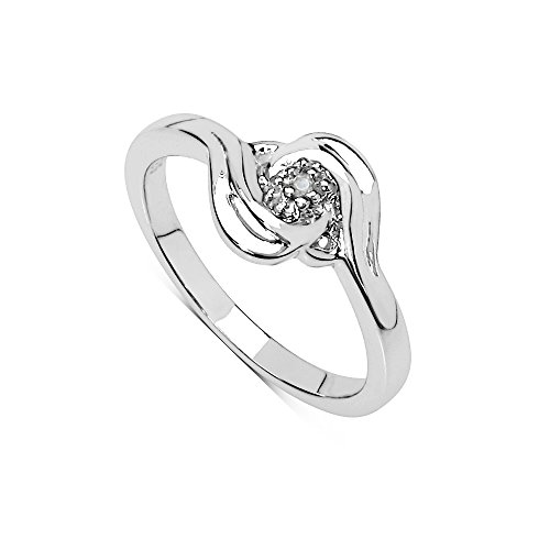 The Diamond Ring Collection Bague de fiançailles en argent sterling avec solitaire en diamant en forme de tourbillon…