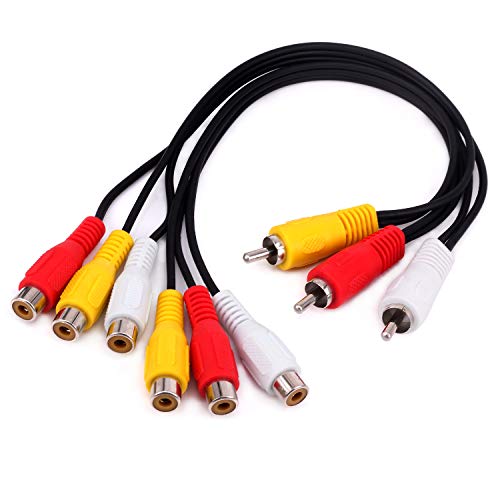 Yilan Câble d’extension RCA 0,3 m 3 RCA mâle vers 6 RCA femelle Splitter Audio Composite Extension Vidéo AV Câble…