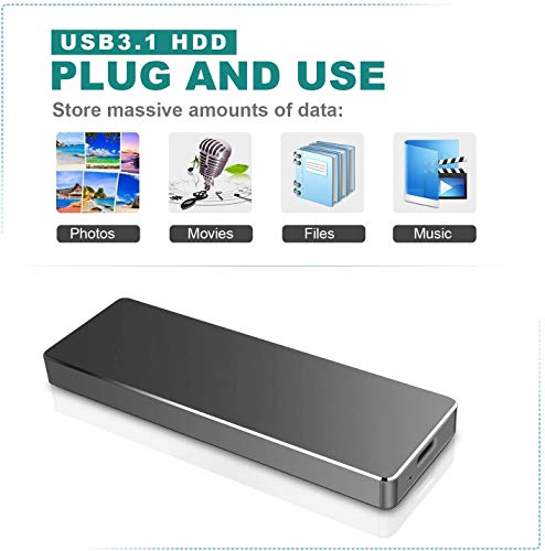 Portable External Hard Drive, Slim Aluminum USB3.0 HDD 1TB 2TB Storage for PC, Mac, Desktop, Laptop, MacBook, Chromebook…