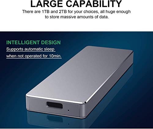 Portable External Hard Drive, Slim Aluminum USB3.0 HDD 1TB 2TB Storage for PC, Mac, Desktop, Laptop, MacBook, Chromebook…